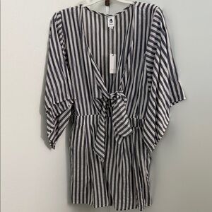 Striped Kimono Sleeve Romper